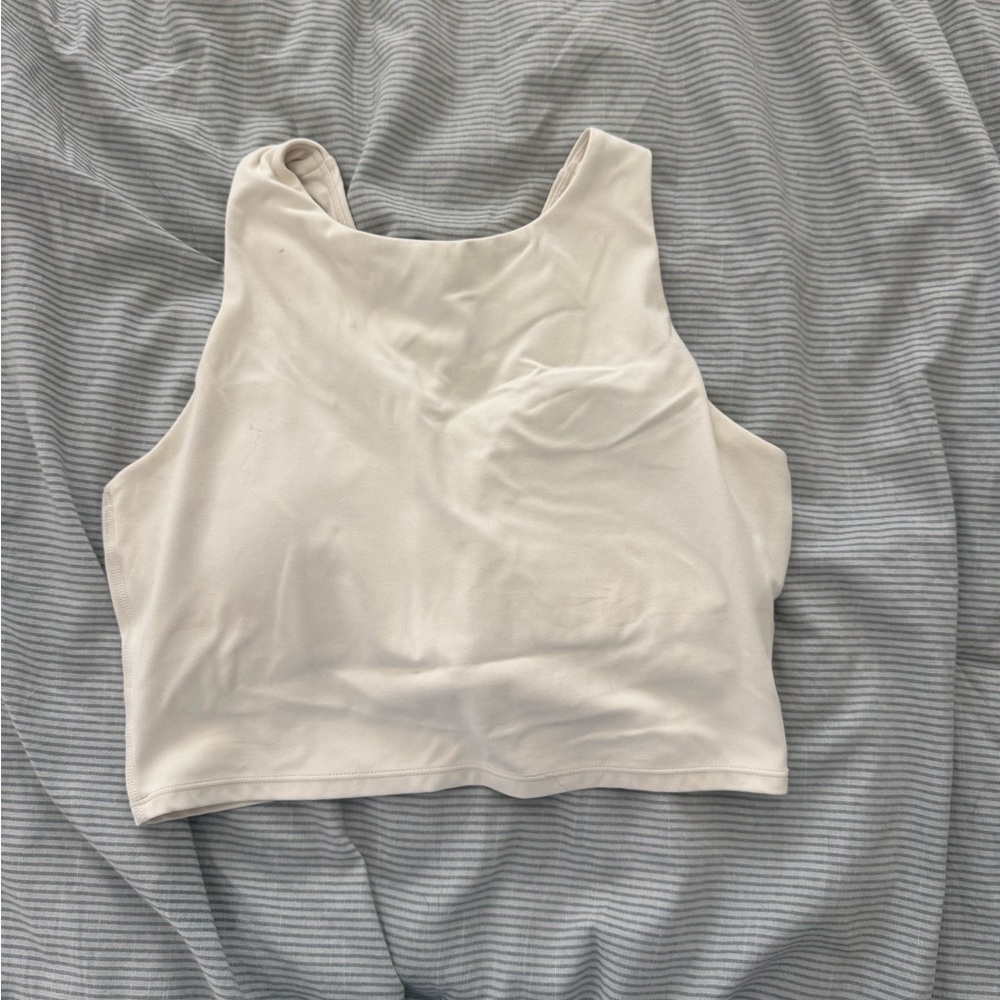 CRZ YOGA Butterluxe Racerback Longline Sports Bras for Women Cream Medium